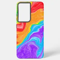 Rainbow Swirl Abstract Fluid Art Samsung Galaxy S21 Ultra Case