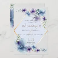 Wedding | Blue and Violet Watercolor Floral Invitation