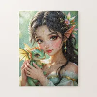Pretty Elven Fairy & Dragon Ethereal Jigsaw Puzzle