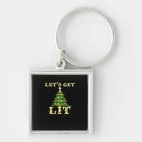Let's Get Lit Funny Christmas Drinking Classic Keychain