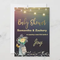 *~* Mason Jar String Lights  Rustic Baby Shower Invitation