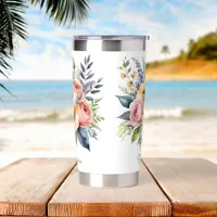 Floral Bouquet Elegant Flowers Design Custom Name Insulated Tumbler