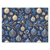 Blue and Gold Ornamental Christmas Designs Tissue Paper