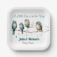 Whimsical Birds on Branches  Pastel Baby Shower Paper Plates