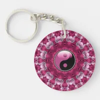 Pink Love New Age YinYang  Geometric Keychain