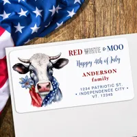 Patriotic Cow 4th Of July Farm Return Address Label