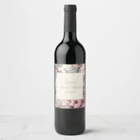 Elegant Floral Lavender & Blush Bridal Shower Wine Label