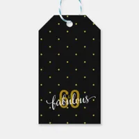 60 and Fabulous 60th Birthday Gold and Black Gift Tags