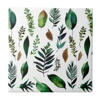 Green Foliage Botanical Nature  Ceramic Tile