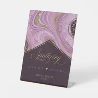 Abstract Agate Sanitizing Station Mauve ID827 Pedestal Sign