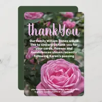 Pink Roses Memorial  Thank You Card