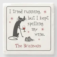 I Tried Running Funny Wine Quote Stone Coaster