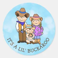 Country and Western Cowboy Family Classic Round St Classic Round Sticker