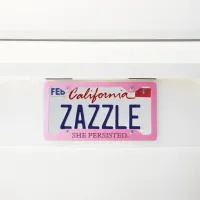 Hot Pink Typography | "She Persisted." License Plate Frame