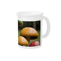 Colorful mushrooms beverage pitcher