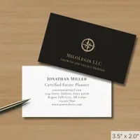 Professional Black Gold Compass Logo Business Card