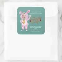 Easter Bunny Costume Trendy  Personalized Photo Square Sticker