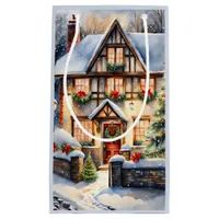 Cottage Snowy Christmas Gift Bag