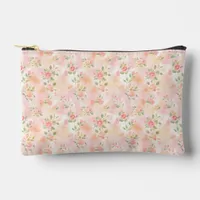 Abstract Watercolor Small Peach Pink Flowers Small Accessory Pouch