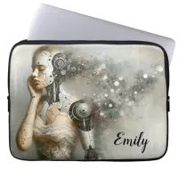 Female Cyborg Woman Ai Art  Laptop Sleeve