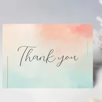 Peach Pastel Minimalist Romantic Wedding Thank You Card