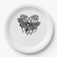 Deathshead Moth Classic - Skeleton Hand Heart Paper Plates
