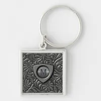 Embossed Metal Shield Monogram ID139 Keychain