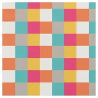 Colorful Retro Aztec Pixel Squares Pattern Fabric