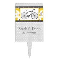 gray polka dots bicycle personalized cake pick