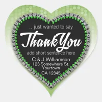 Green Bubbles Thank You Heart Shape Stickers