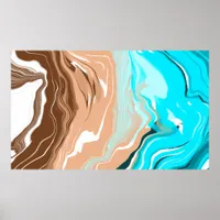 Abstract Beach Fluid Art   Poster