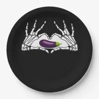 Eggplant Classic - Skeleton Hands Heart Paper Plates