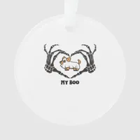 My Boo Chihuahua Costume With Skeleton Heart Hands Ornament