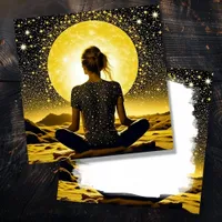 Woman Meditating in front of Full Moon