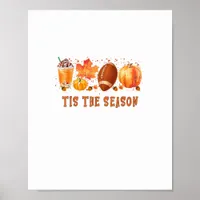 Tis The Season Leopard Football Halloween Fall Poster