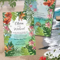 Tropical Wedding  Watercolor Unique Hand Painted Invitation