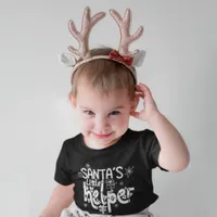 Santas Little Helper Heart White Script Gift Motif Baby T-Shirt