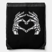 Skeleton Heart Hands Sign Halloween Costume Basic  Drawstring Bag