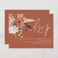 Boho Terracotta florals QR Code Wedding RSVP 