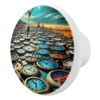 As Time Walks By AI Art Ceramic Knob