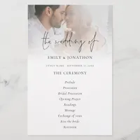 Budget Script Photo Black White Wedding Program