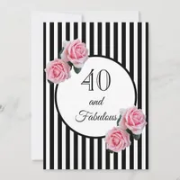 40 and fabulous glam birthday party black white invitation