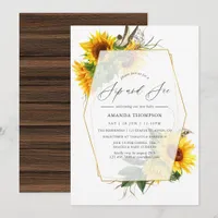 Sunflower Rustic Geometric Sip and See Party Invitation