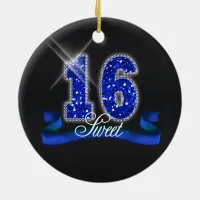 Sweet Sixteen Sparkle Blue ID118 Ceramic Ornament