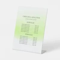 Ombre Green Watercolor Minimalist Service Price Pedestal Sign