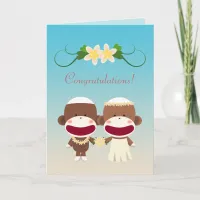 Sock Monkey Hawaiian Wedding Card