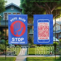 Harris Walz Vote Blue 'Stop Project 2025!' QR Code Garden Flag