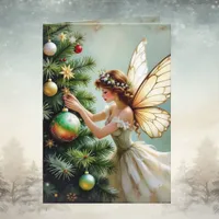 Vintage Angel Fairy Place Star on Christmas Tree Card