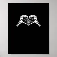 Skeleton Heart Hands Spiderweb Halloween Spooky Wo Poster