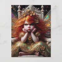 An Annoyed Little Fairy on Her Throne Postcard